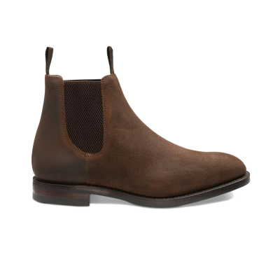 Loake Chatsworth Rough Out Brown Suede Chelsea Boots - Side View
