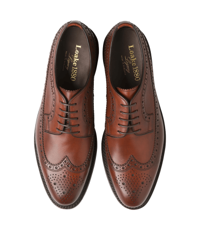 Loake Birkdale Burnished Conker Long Wing Brogue - Top View