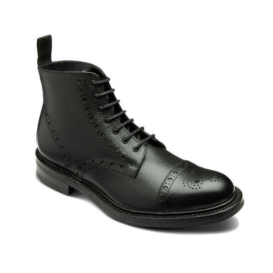 Loake Loxley Black Grain Derby Brogue Boot