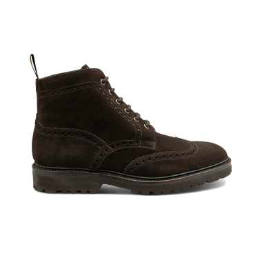 Loake Pegasus Dark Brown Suede Brogue Boot